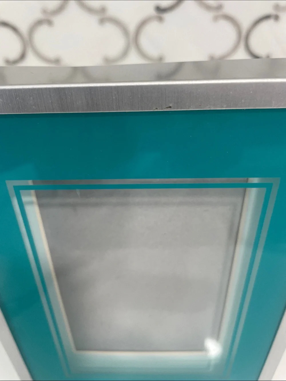 Teal Picture Frame with Silver Trim